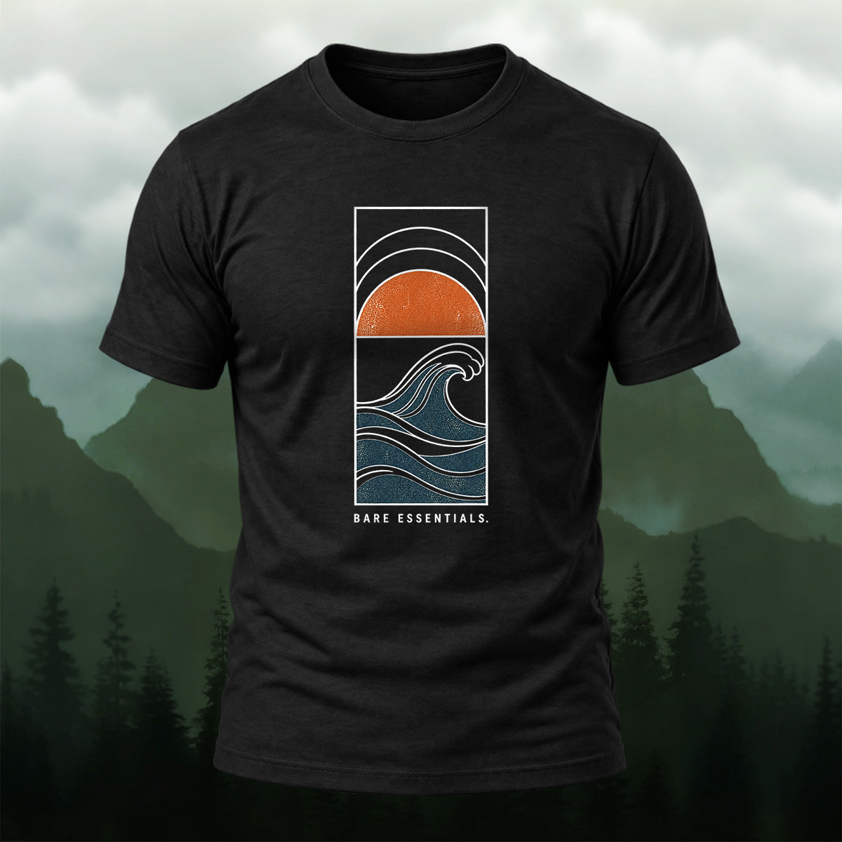 Coastal Ocean Wave Combed Cotton T-Shirt