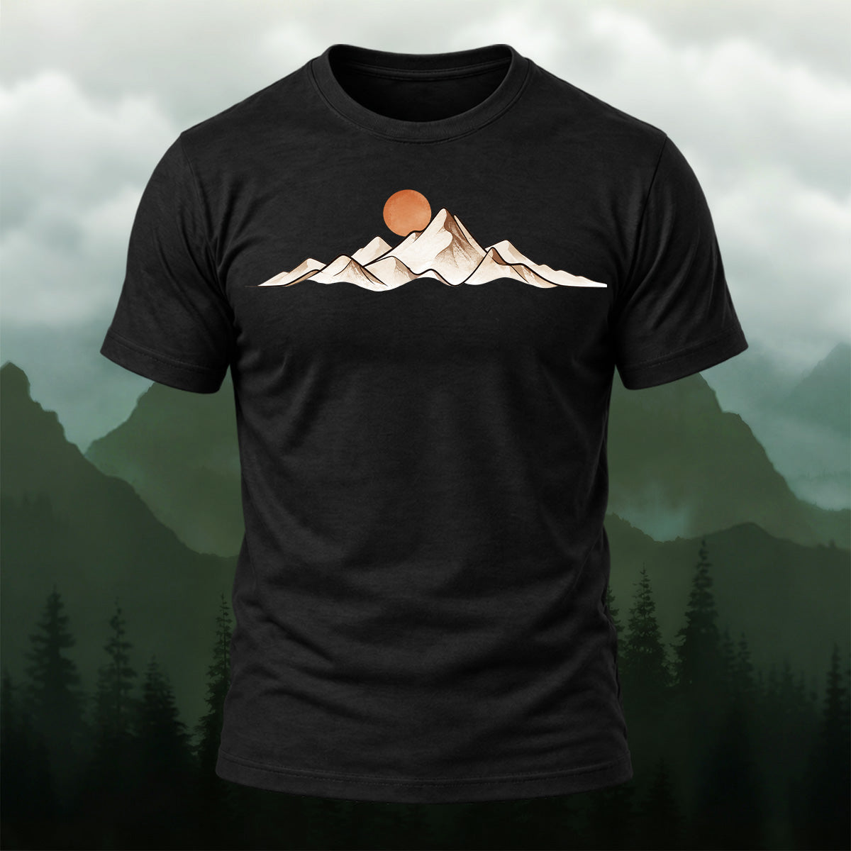 Earthy Mountain Sunrise Soft Cotton T-Shirt