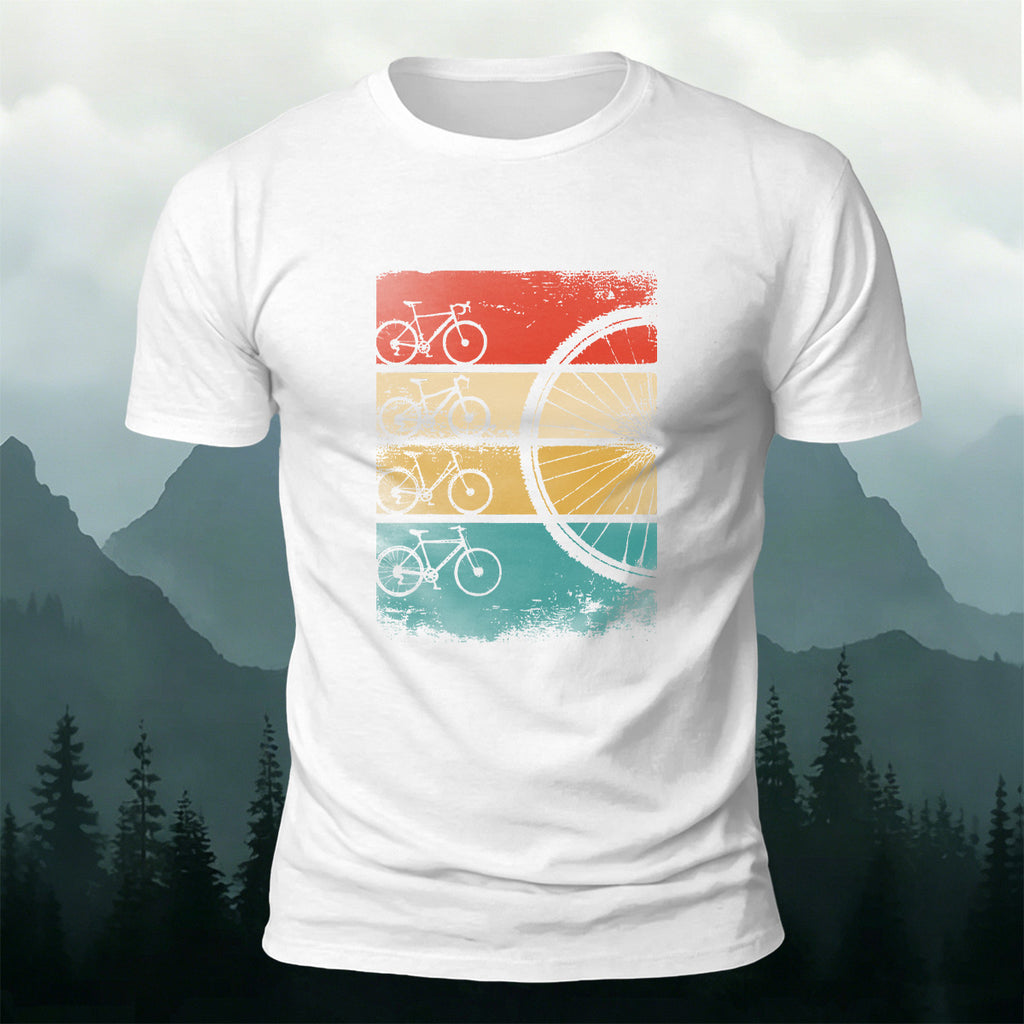 Bicycle Silhouette Colorful Background Casual Cotton Tee