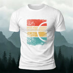 Bicycle Silhouette Colorful Background Casual Cotton Tee