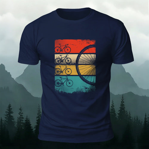 Bicycle Silhouette Colorful Background Casual Cotton Tee