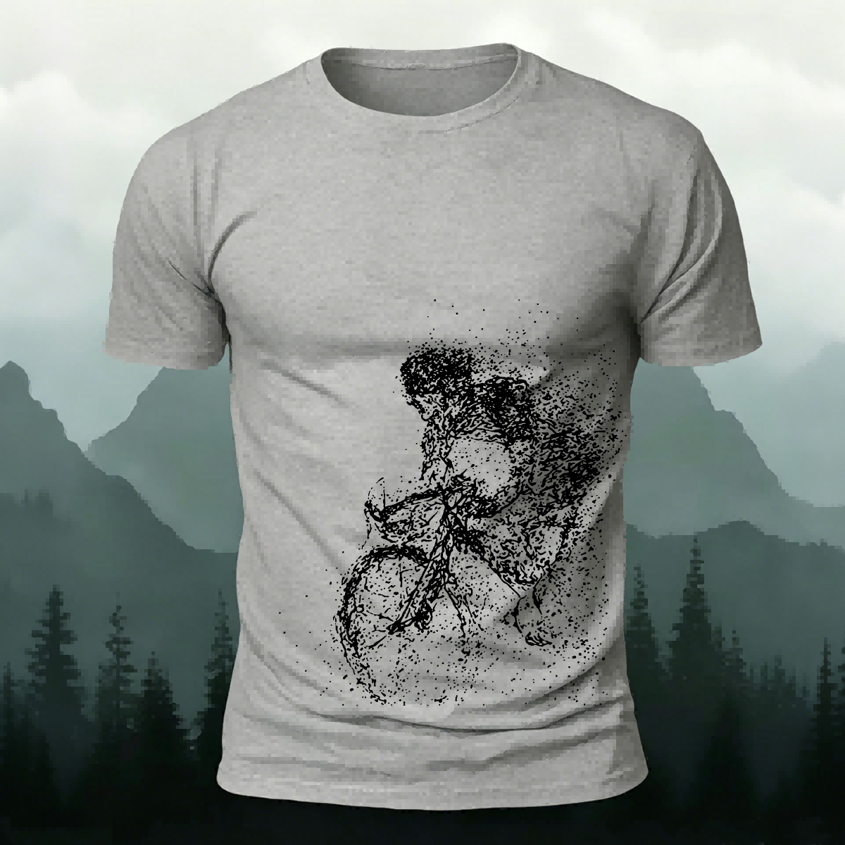 Creative Cycling Silhouette Combed Cotton Outdoor Tee