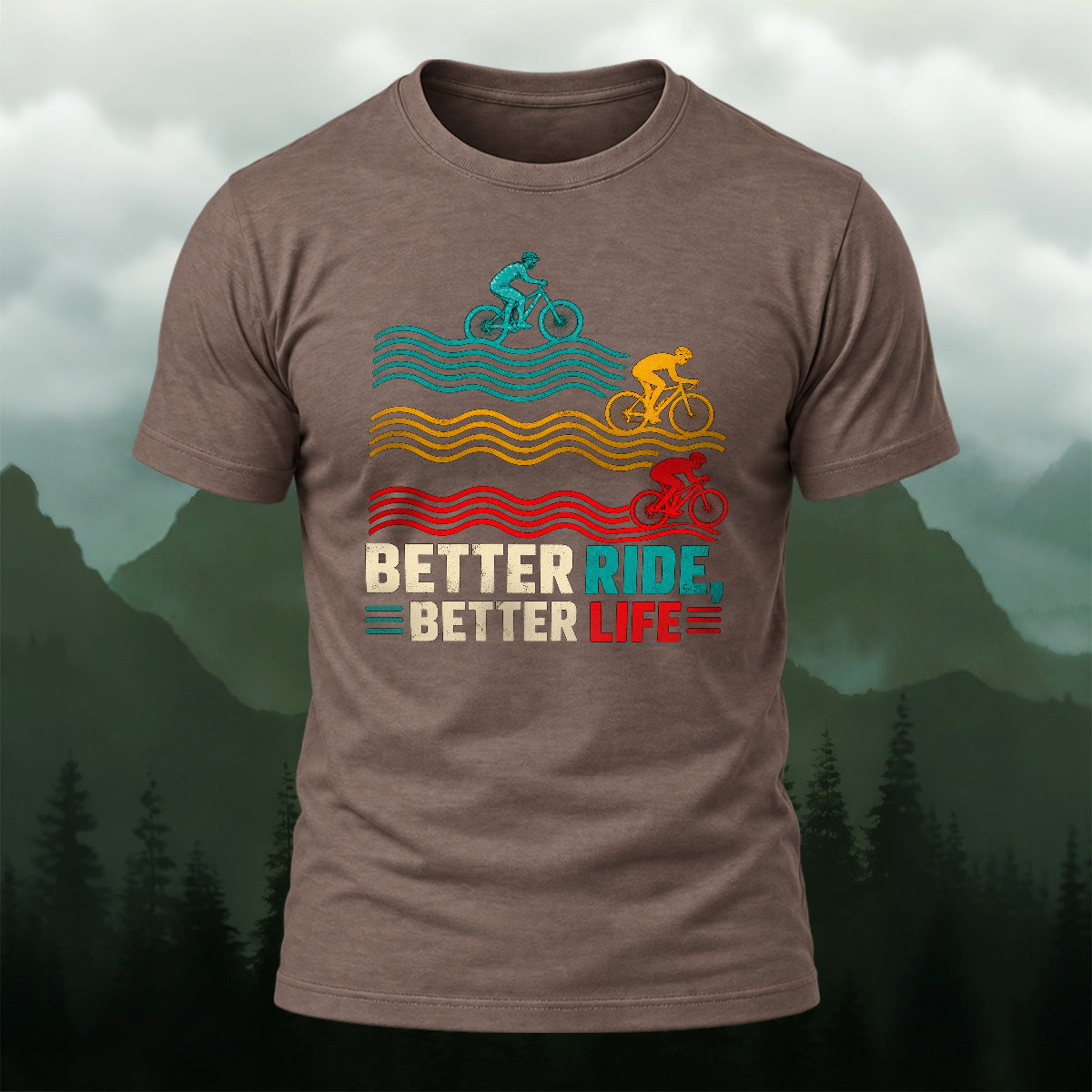 Vibrant Retro Cycling Waves Soft Cotton T-Shirt