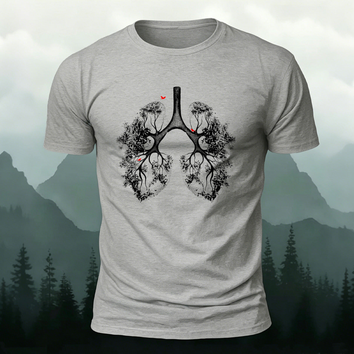 Lush Branches Lung Pattern Skin-friendly Cotton T-shirt