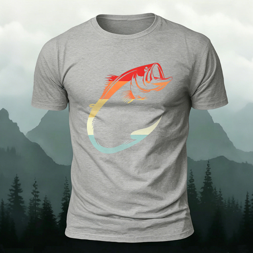 Creative Colorful Fish Hook Casual Cotton T-Shirt