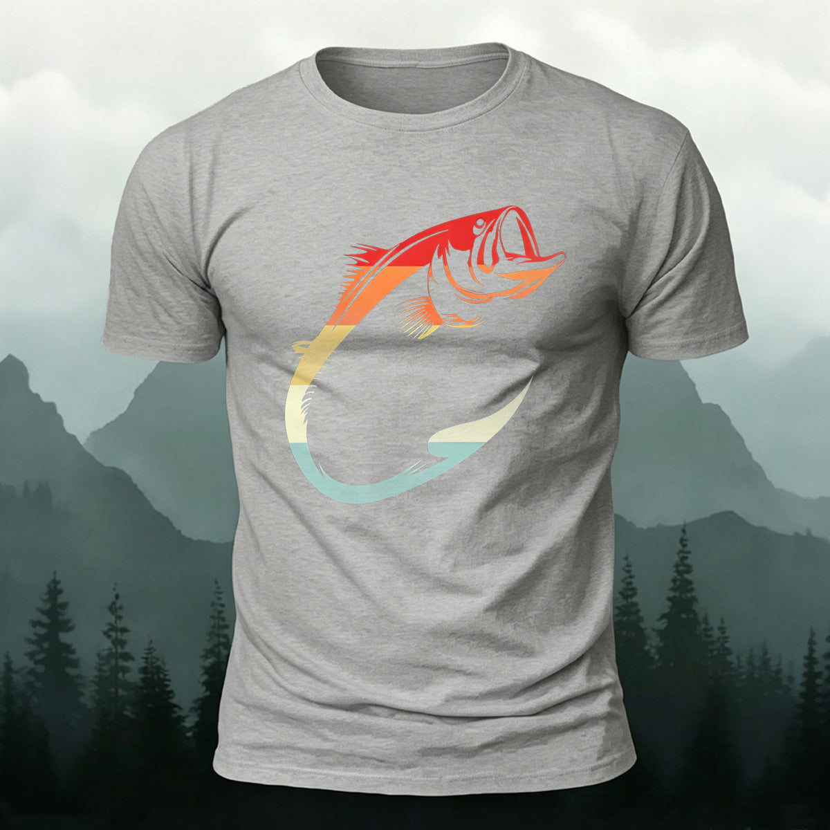 Creative Colorful Fish Hook Casual Cotton T-Shirt