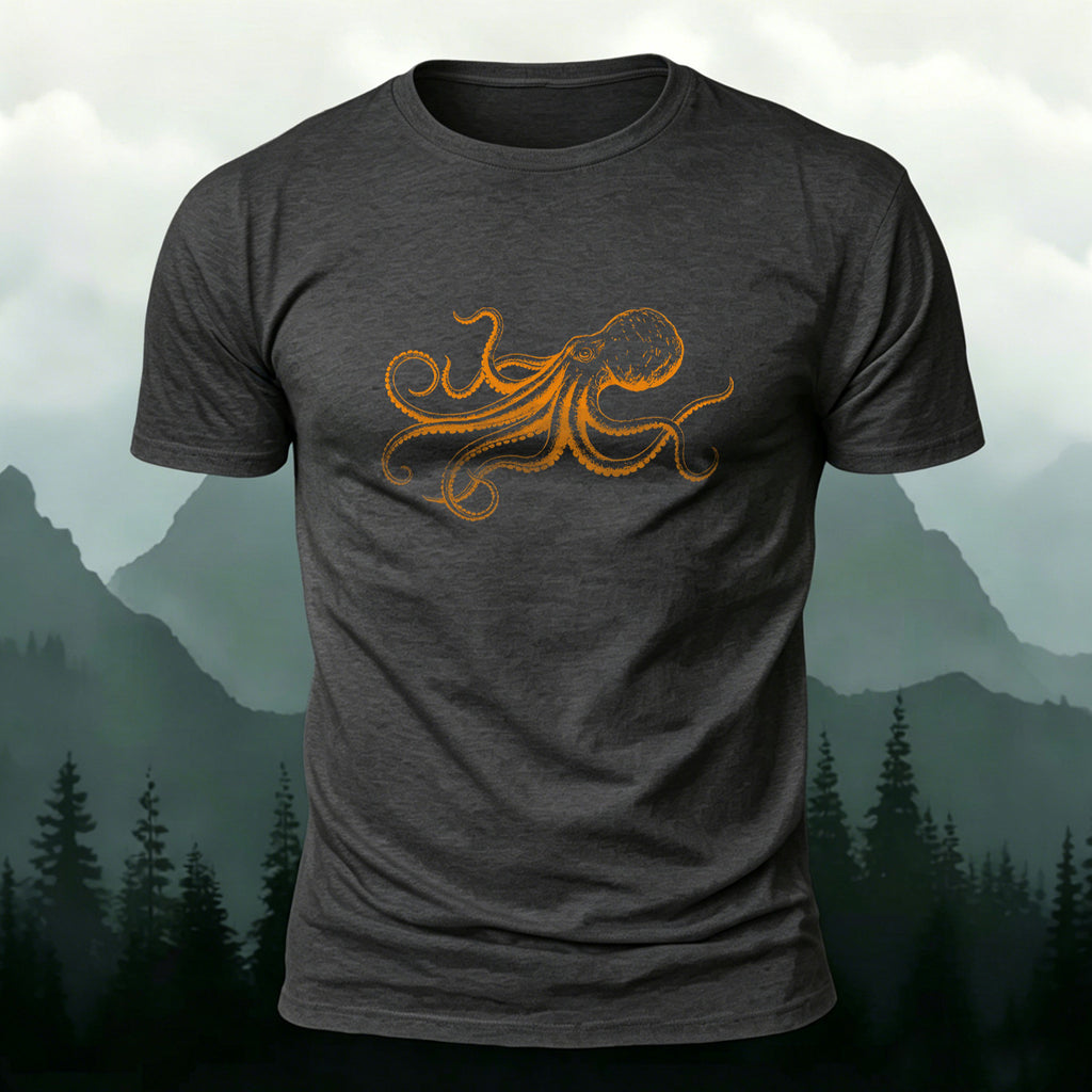 Fun Octopus Print Casual 100% Cotton T-Shirt
