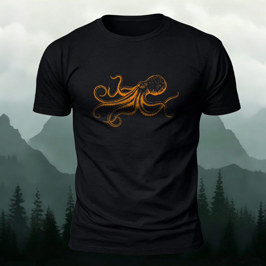 Fun Octopus Print Casual 100% Cotton T-Shirt