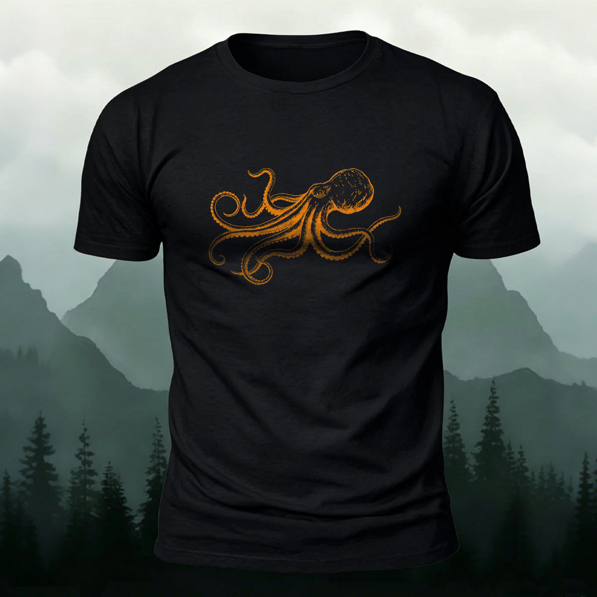 Fun Octopus Print Casual 100% Cotton T-Shirt