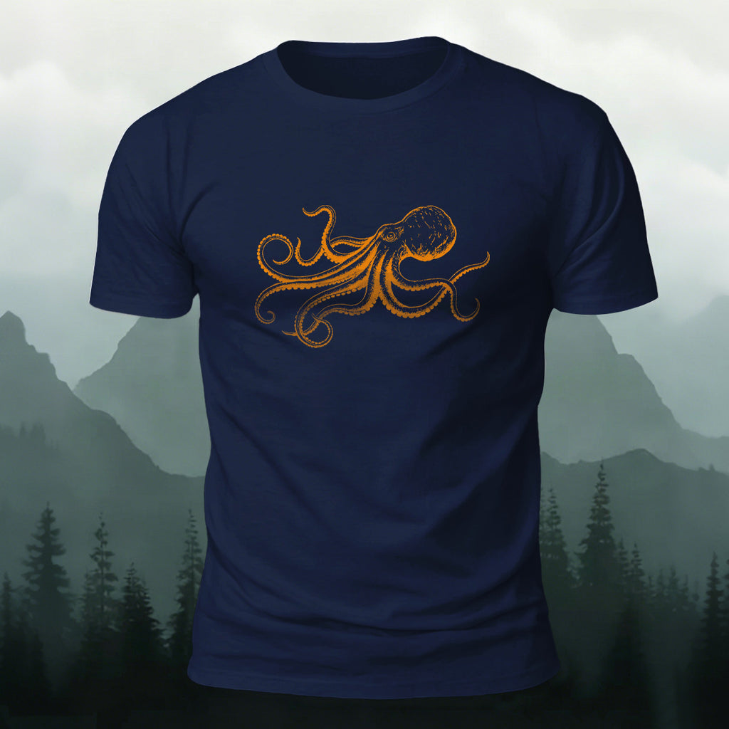 Fun Octopus Print Casual 100% Cotton T-Shirt