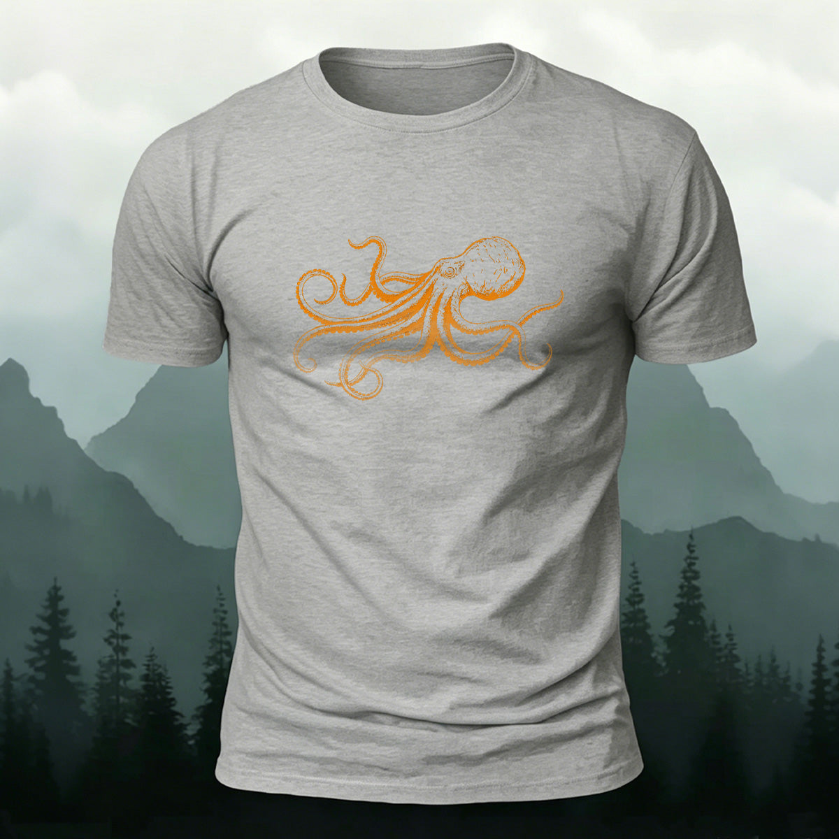 Fun Octopus Print Casual 100% Cotton T-Shirt