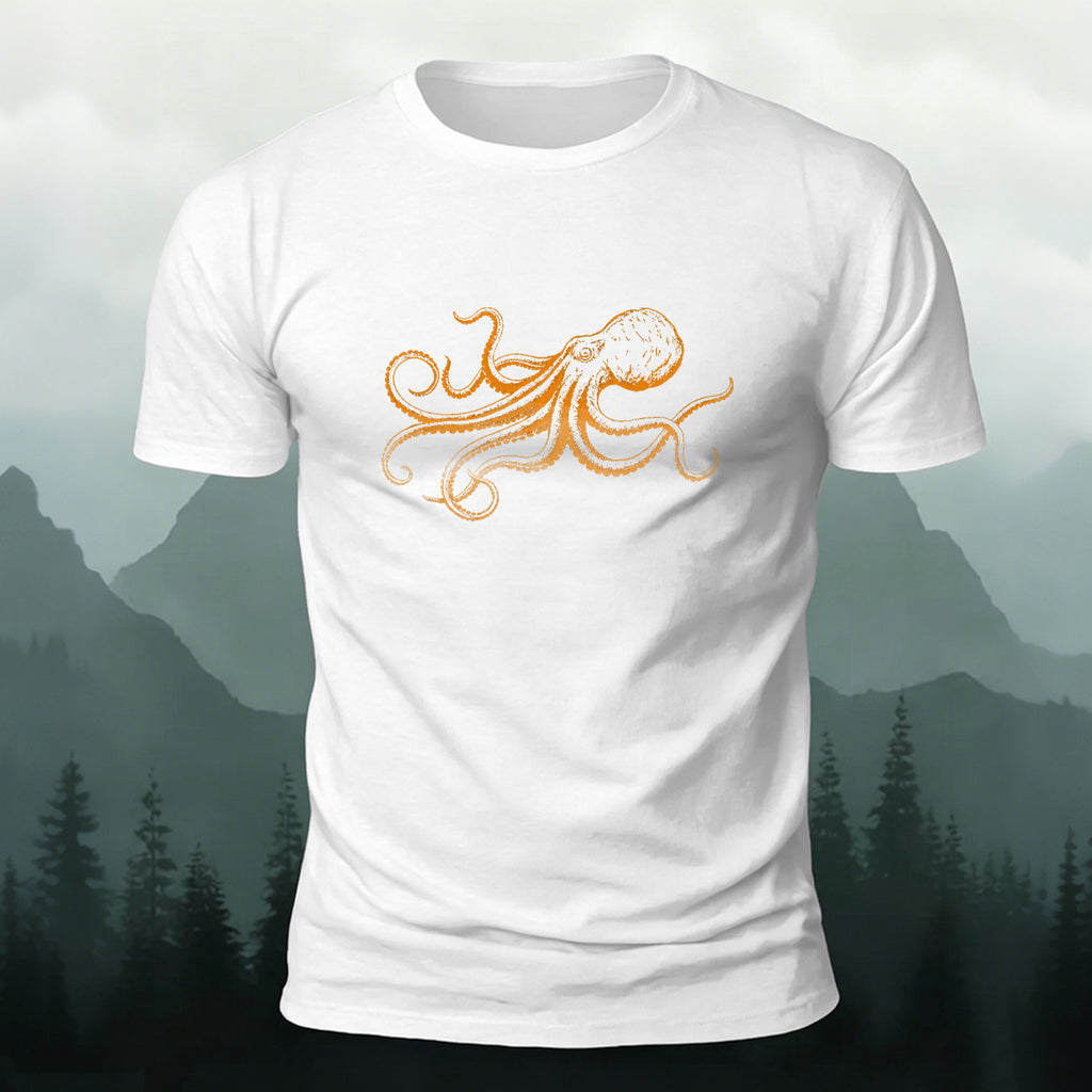 Fun Octopus Print Casual 100% Cotton T-Shirt