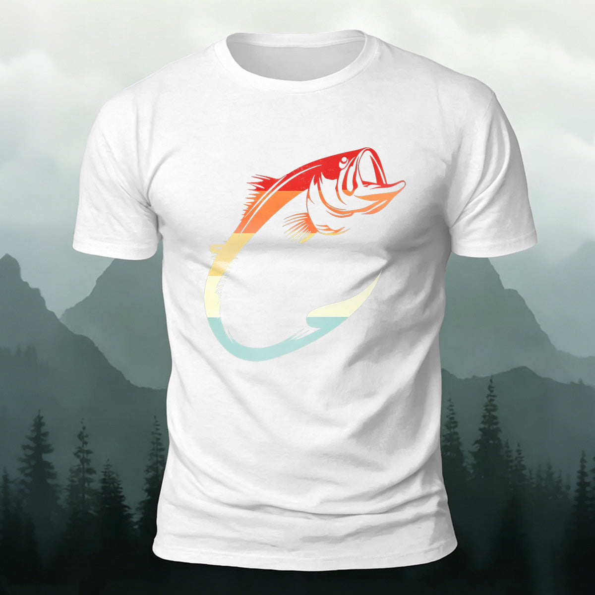 Creative Colorful Fish Hook Casual Cotton T-Shirt