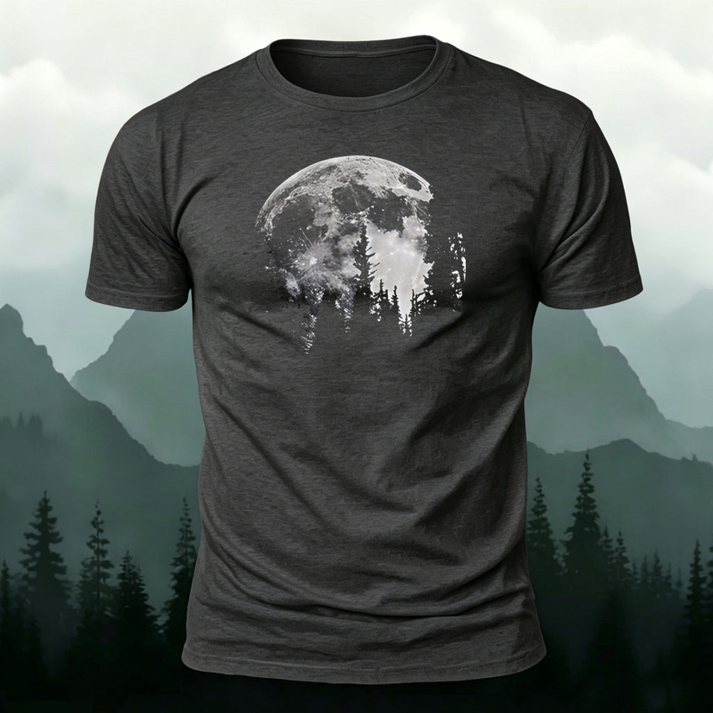 Moonlit Night Print Casual Soft Cotton T-Shirt