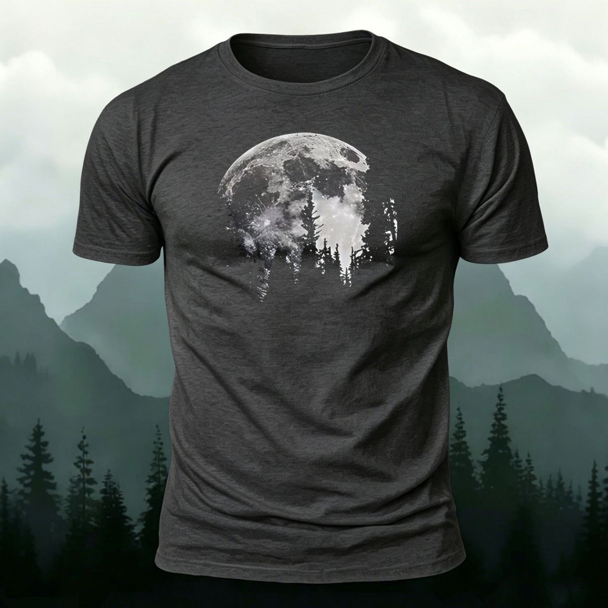 Moonlit Night Print Casual Soft Cotton T-Shirt