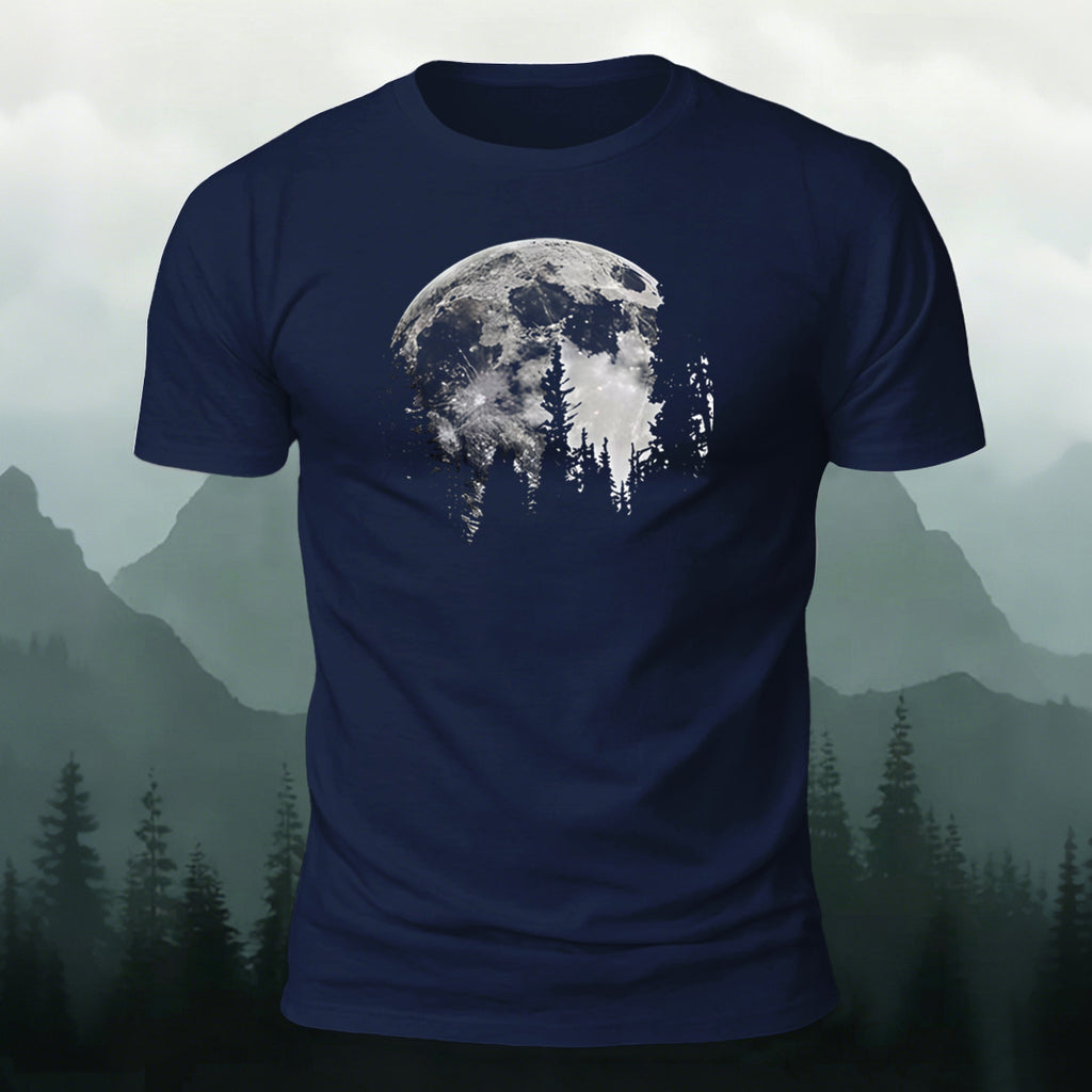 Moonlit Night Print Casual Soft Cotton T-Shirt