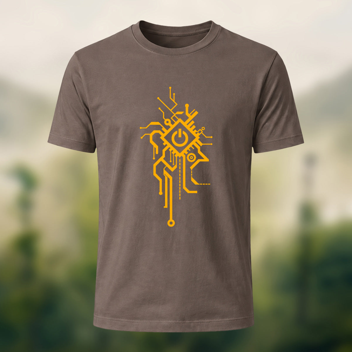 Minimal Tech Power Button Combed Cotton T-Shirt