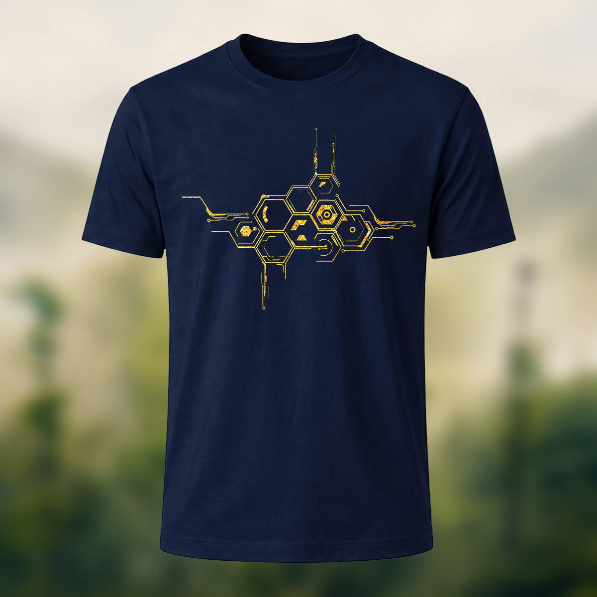 Modern Honeycomb Circuit Soft Cotton T-Shirt
