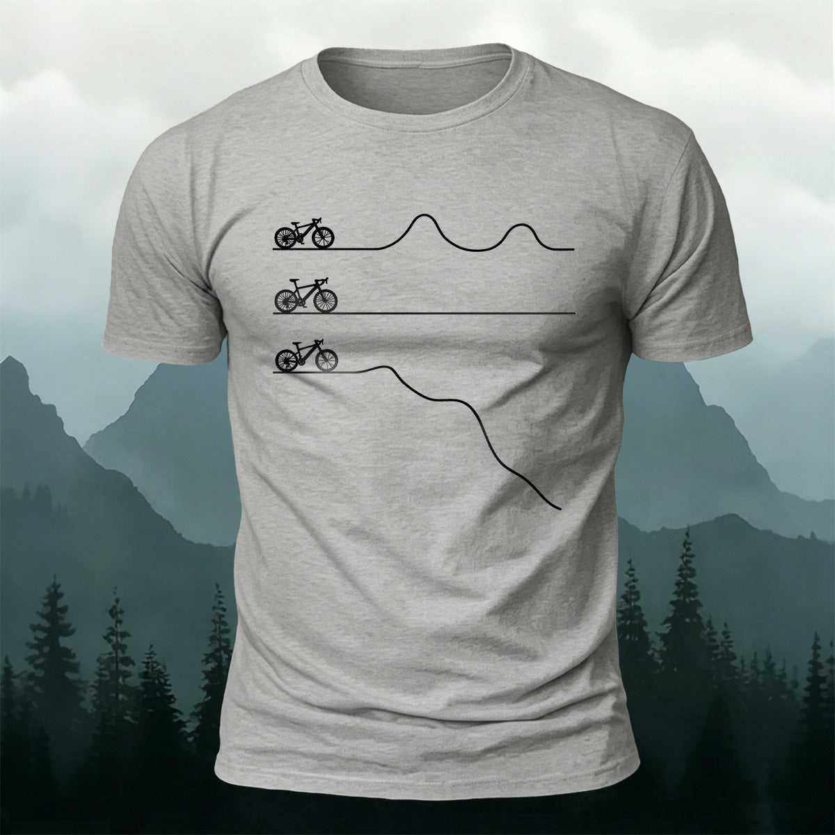 Cycling Themed Print Soft-Touch Cotton T-Shirt