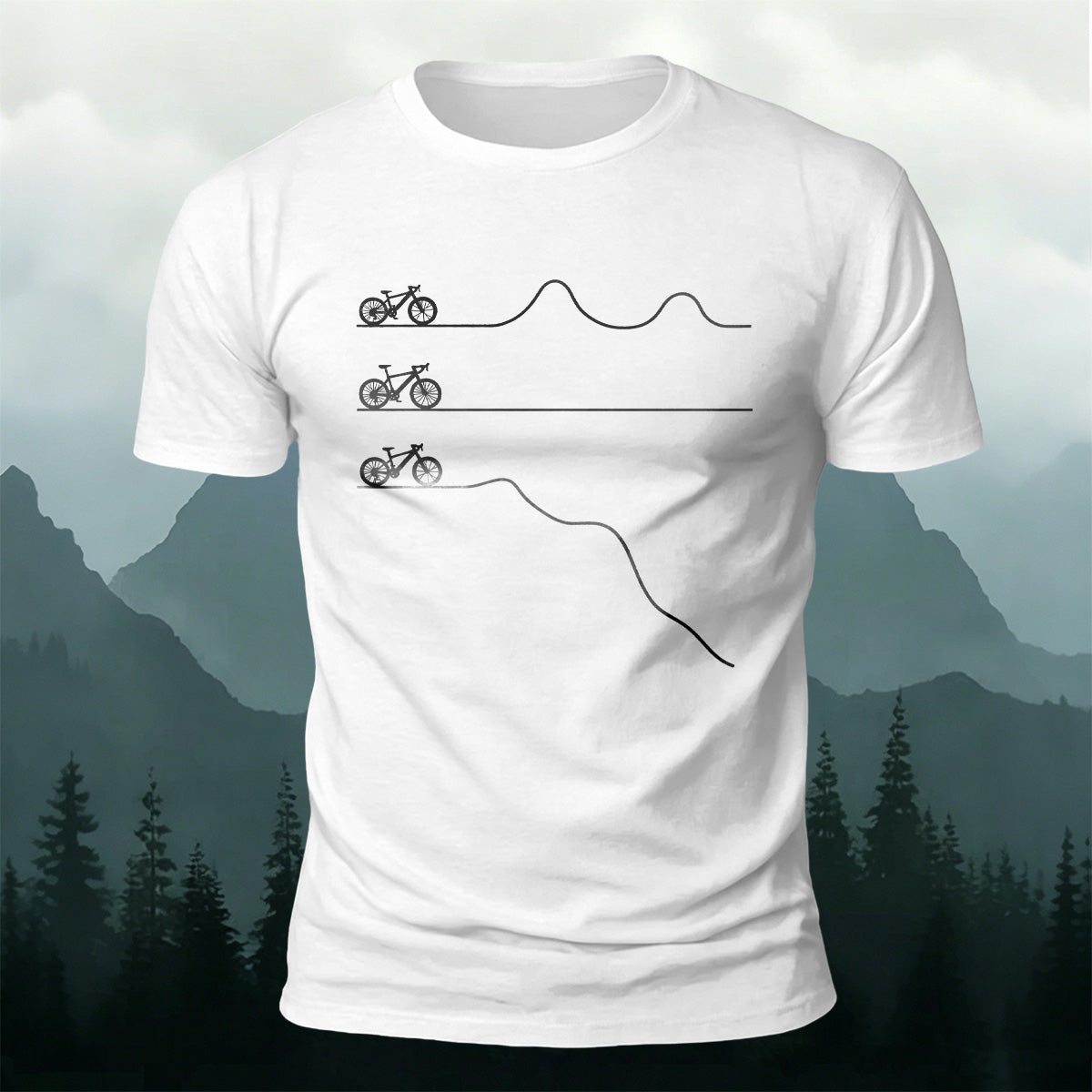 Cycling Themed Print Soft-Touch Cotton T-Shirt
