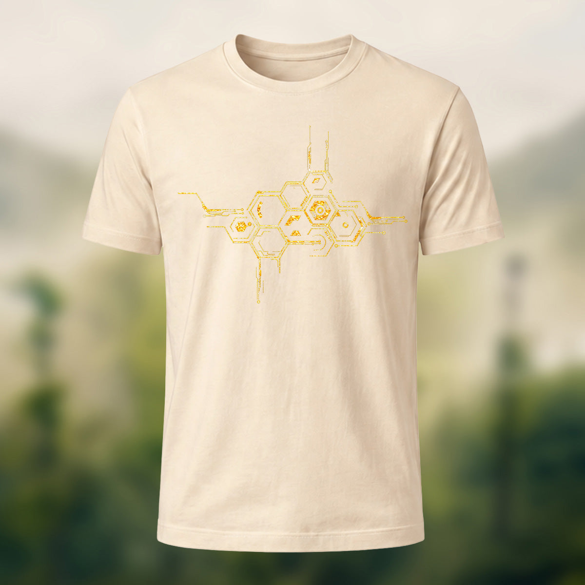 Modern Honeycomb Circuit Soft Cotton T-Shirt