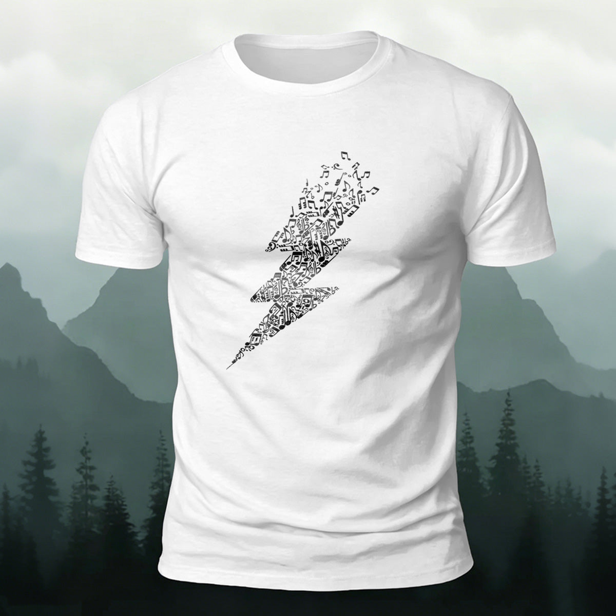 Creative Music Note Lightning Casual Cotton T-Shirt