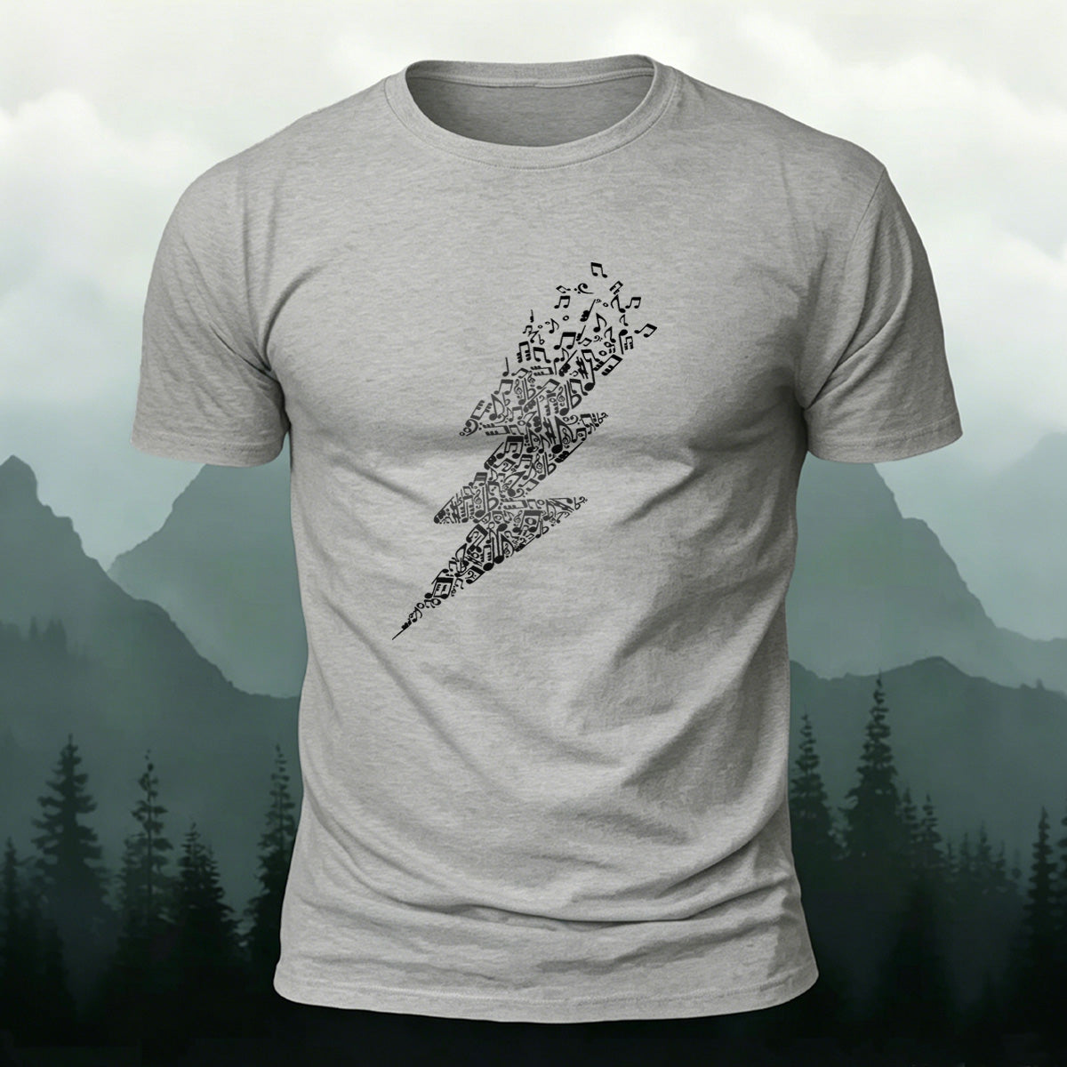 Creative Music Note Lightning Casual Cotton T-Shirt