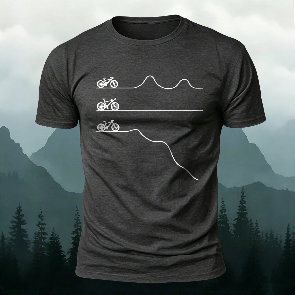 Cycling Themed Print Soft-Touch Cotton T-Shirt