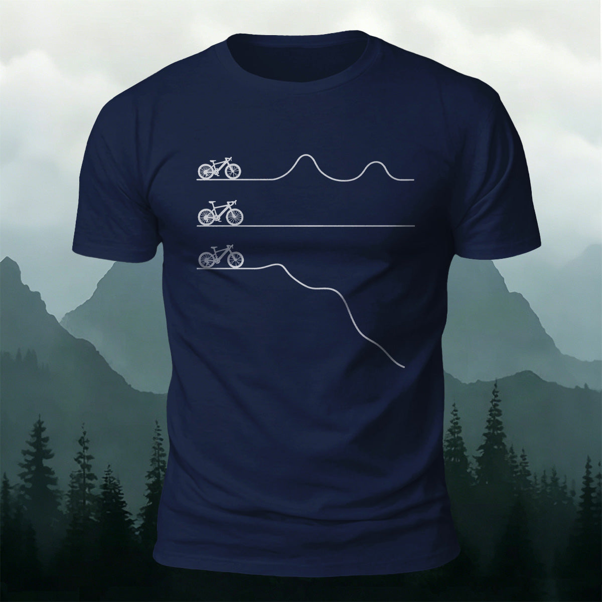 Cycling Themed Print Soft-Touch Cotton T-Shirt