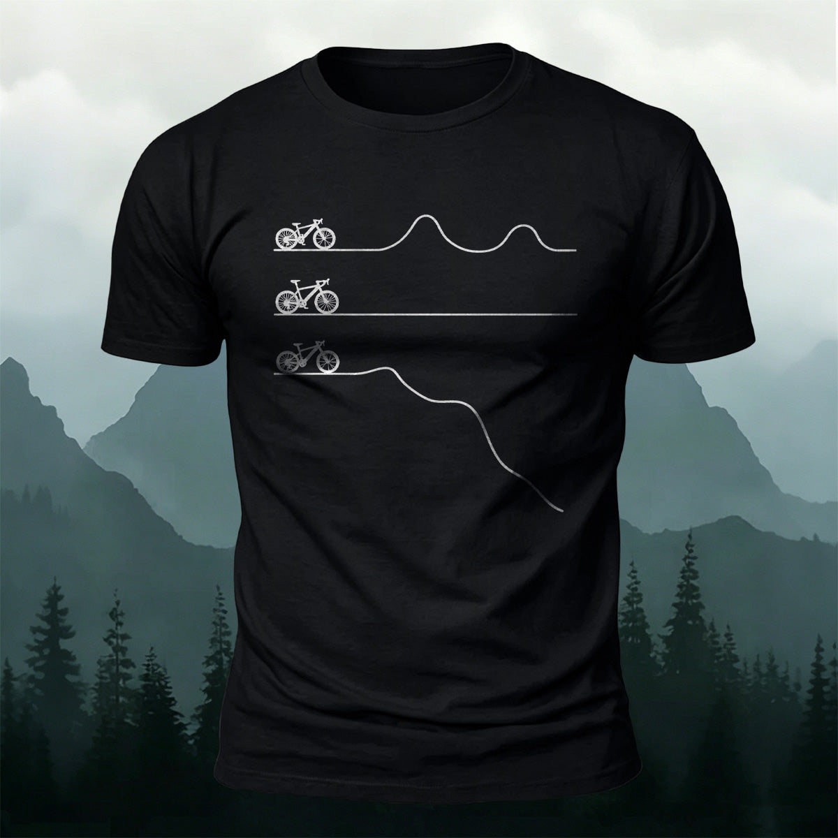 Cycling Themed Print Soft-Touch Cotton T-Shirt