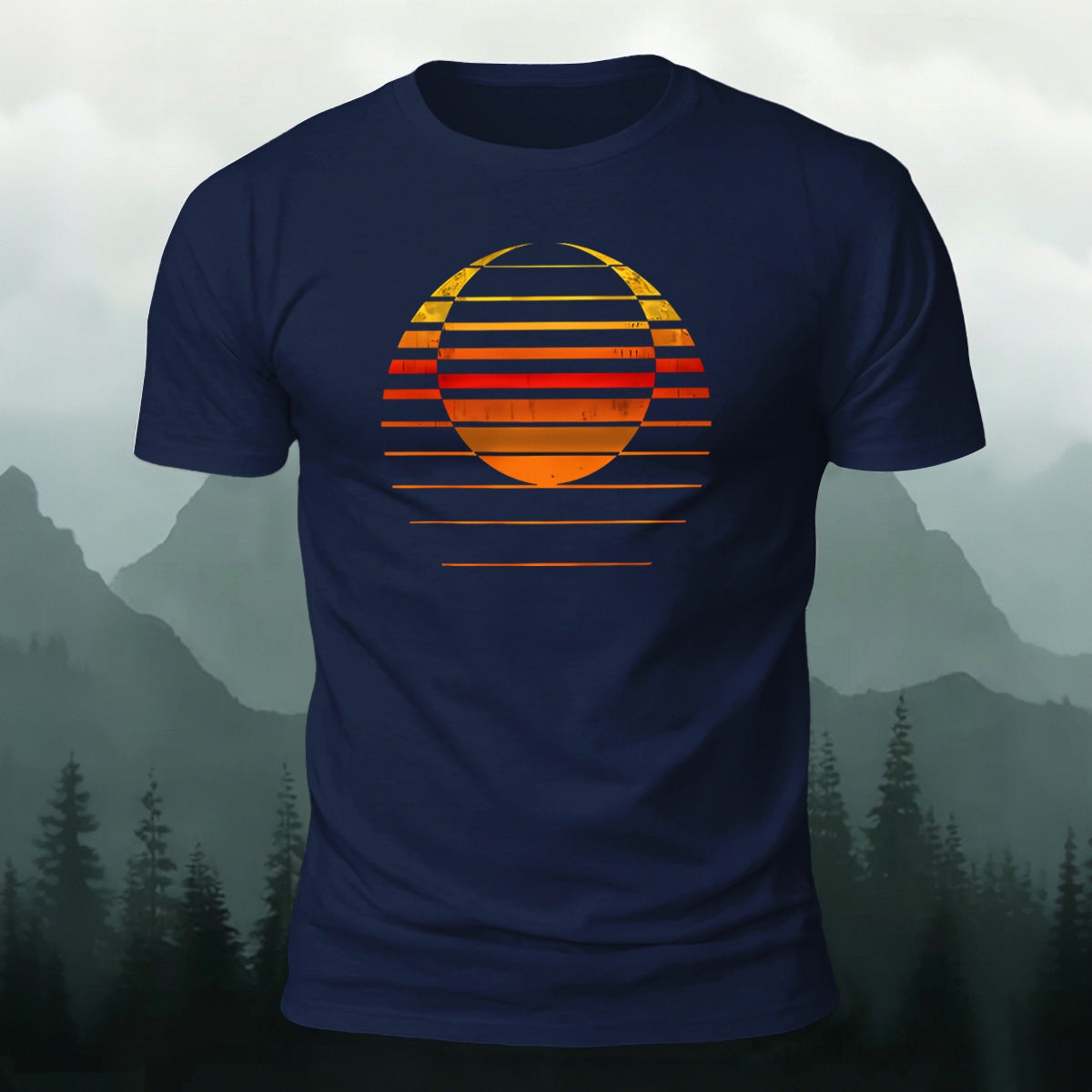 Artistic Sunset Print Casual Soft Cotton T-Shirt