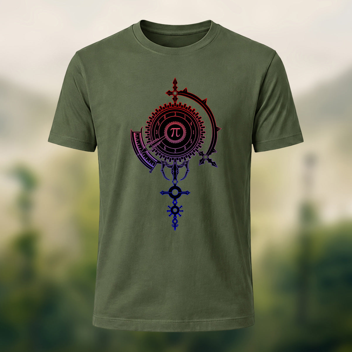 Intricate Vintage Pi Combed Cotton T-Shirt