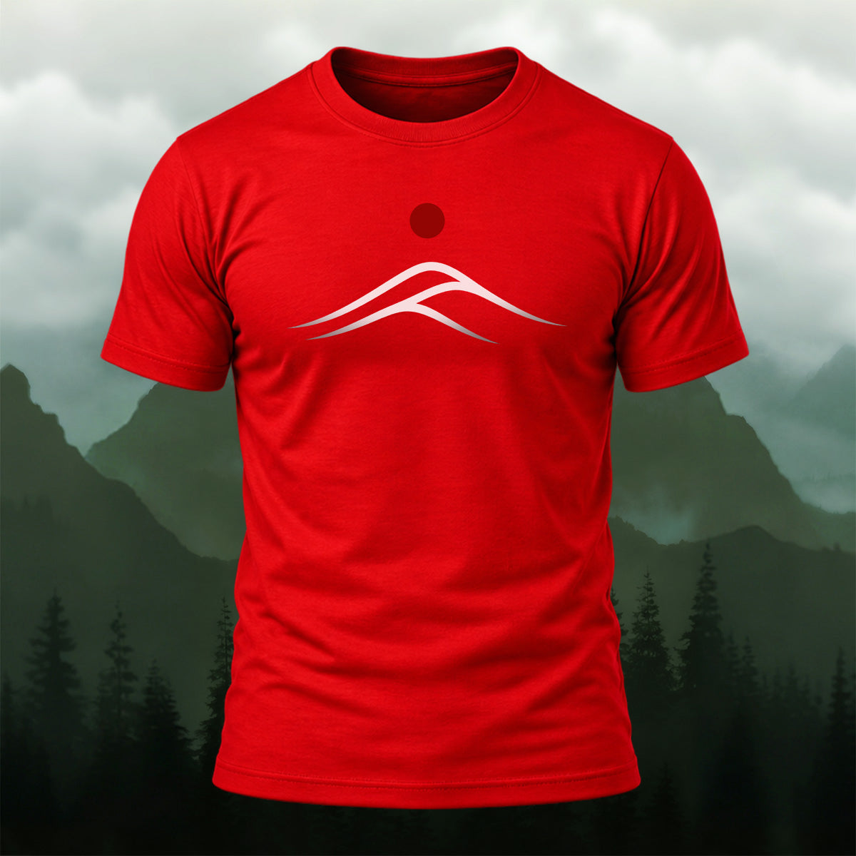 Minimal Mountain Sunrise Soft Cotton T-Shirt