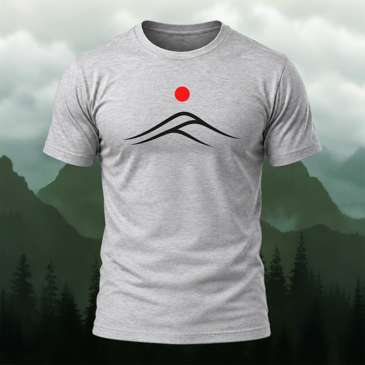 Minimal Mountain Sunrise Soft Cotton T-Shirt