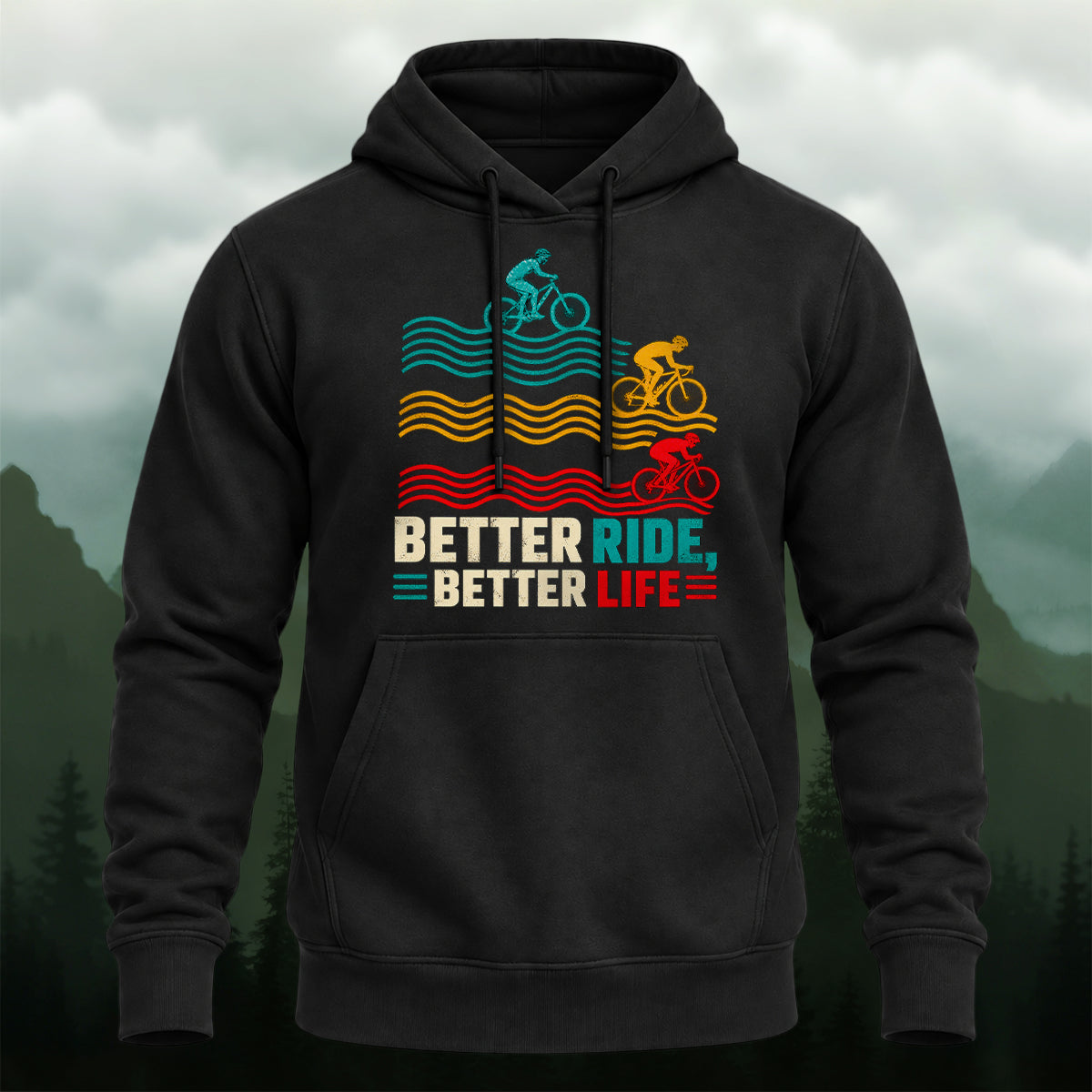 Cotton Made Vibrant Cycling Waves Hoodie