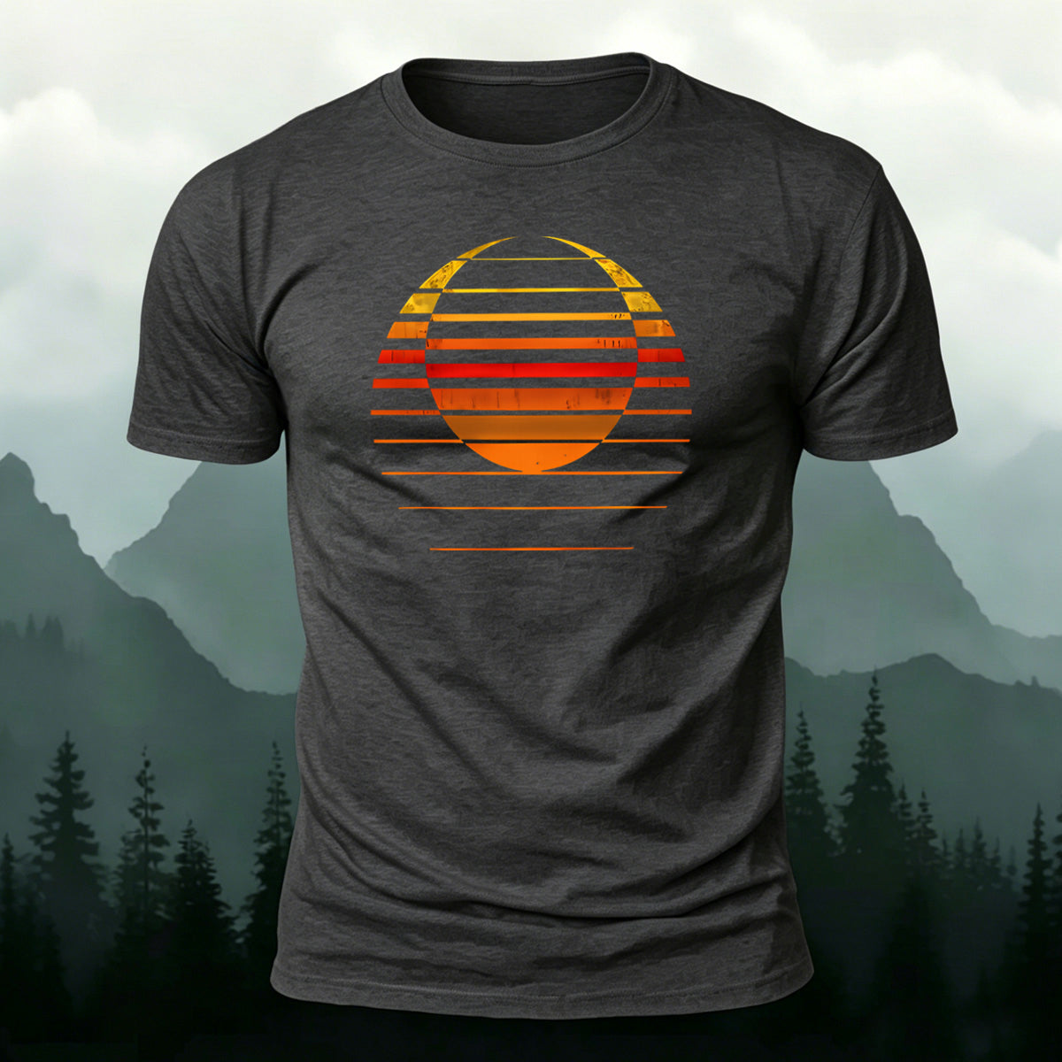 Artistic Sunset Print Casual Soft Cotton T-Shirt