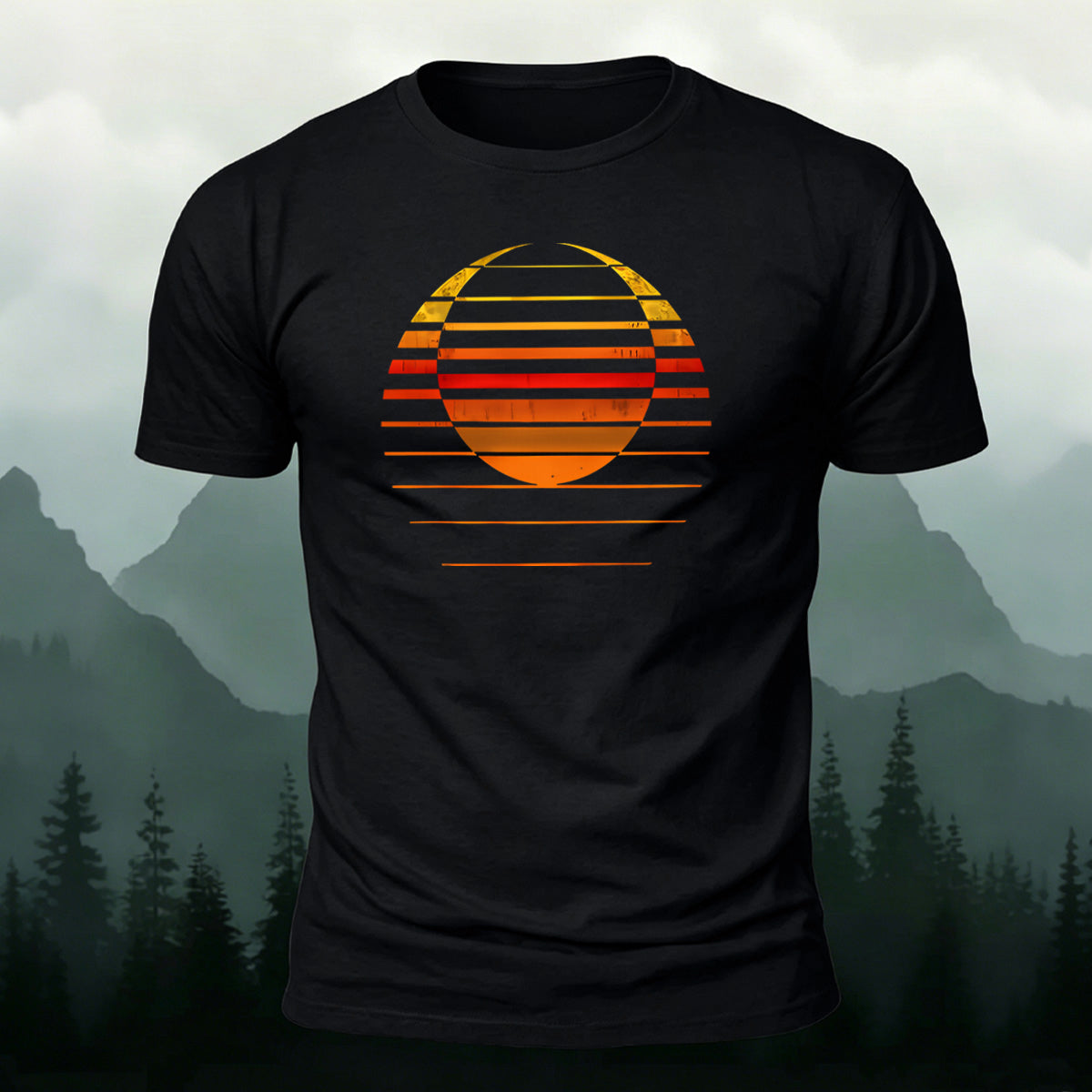 Artistic Sunset Print Casual Soft Cotton T-Shirt