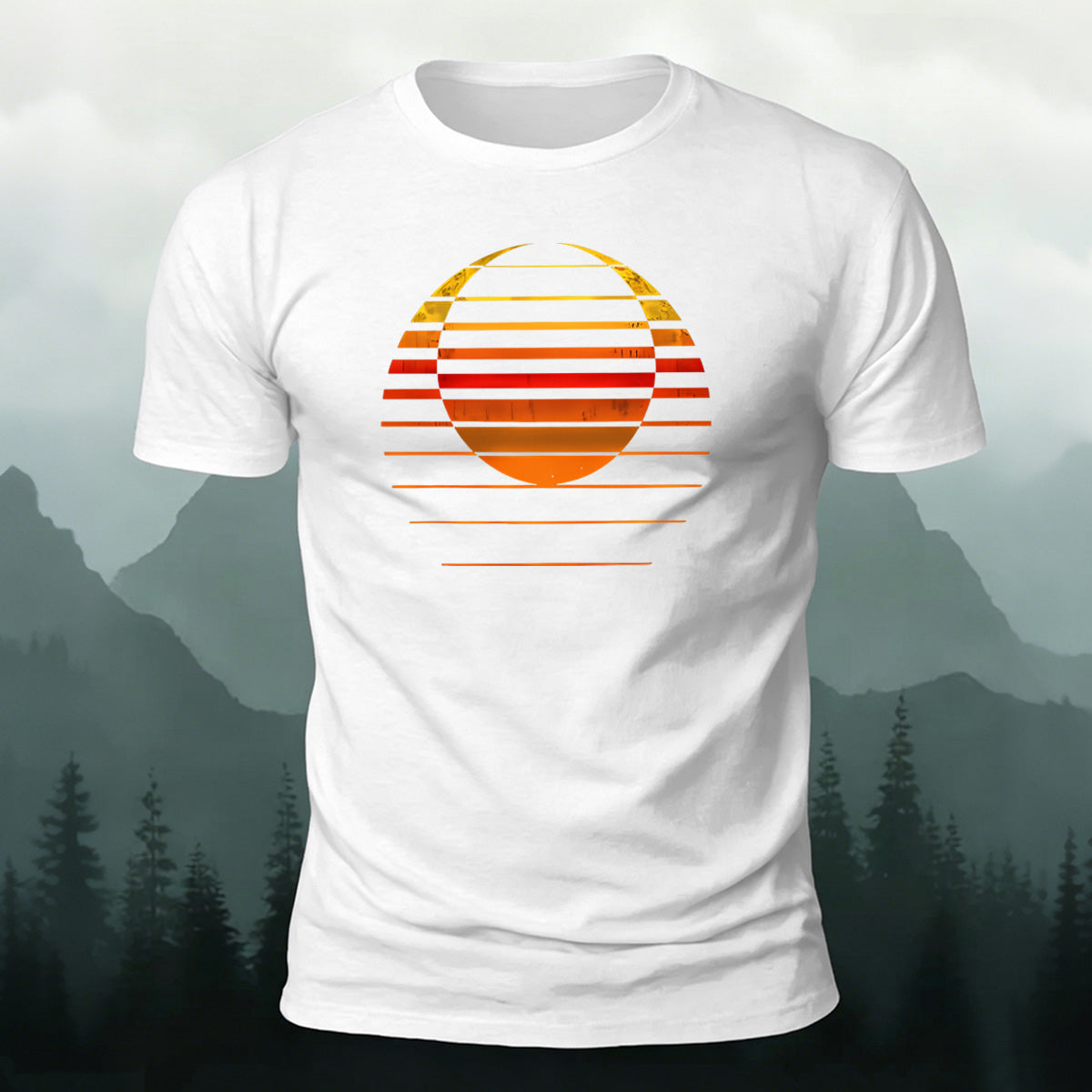 Artistic Sunset Print Casual Soft Cotton T-Shirt