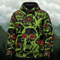 Neon Gothic Skull Pattern Hoodie