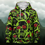 Neon Gothic Skull All-Over Print Hoodie
