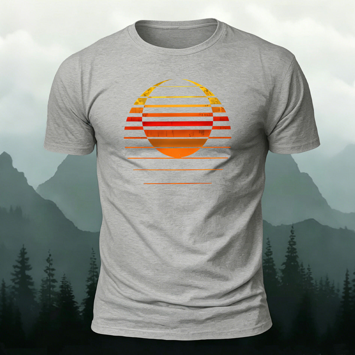 Artistic Sunset Print Casual Soft Cotton T-Shirt