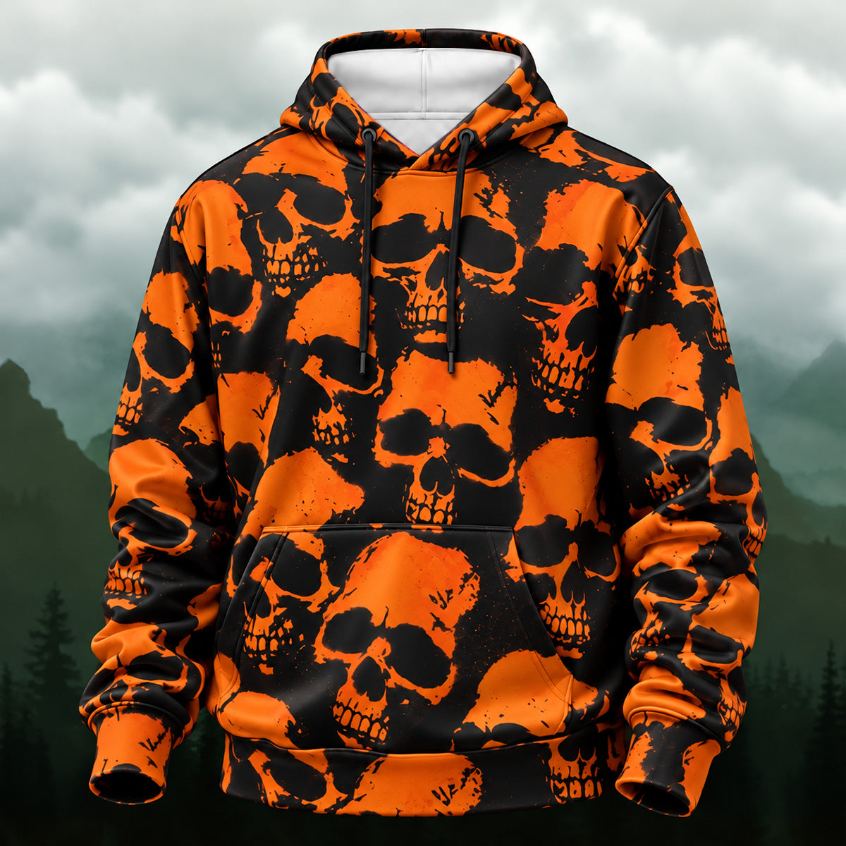 Dark Streetwear All Over Skull Hoodie