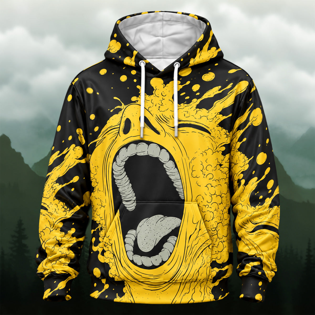 Bold Artistic Face All-Over Print Hoodie
