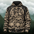 Vintage Gothic All-Over Skull Hoodie