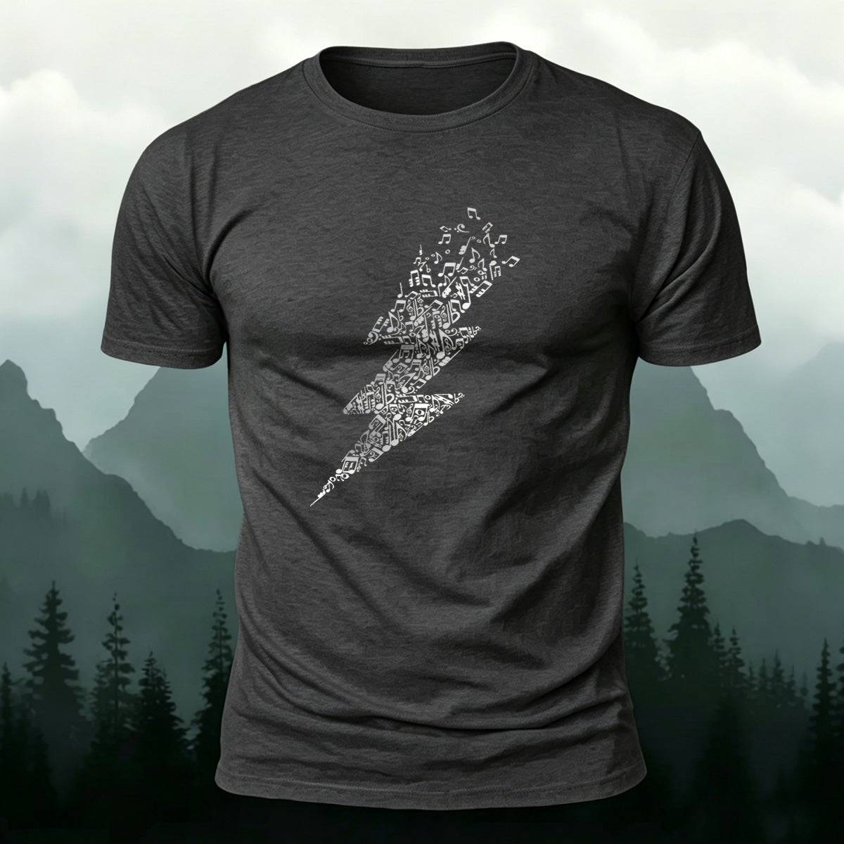 Creative Music Note Lightning Casual Cotton T-Shirt