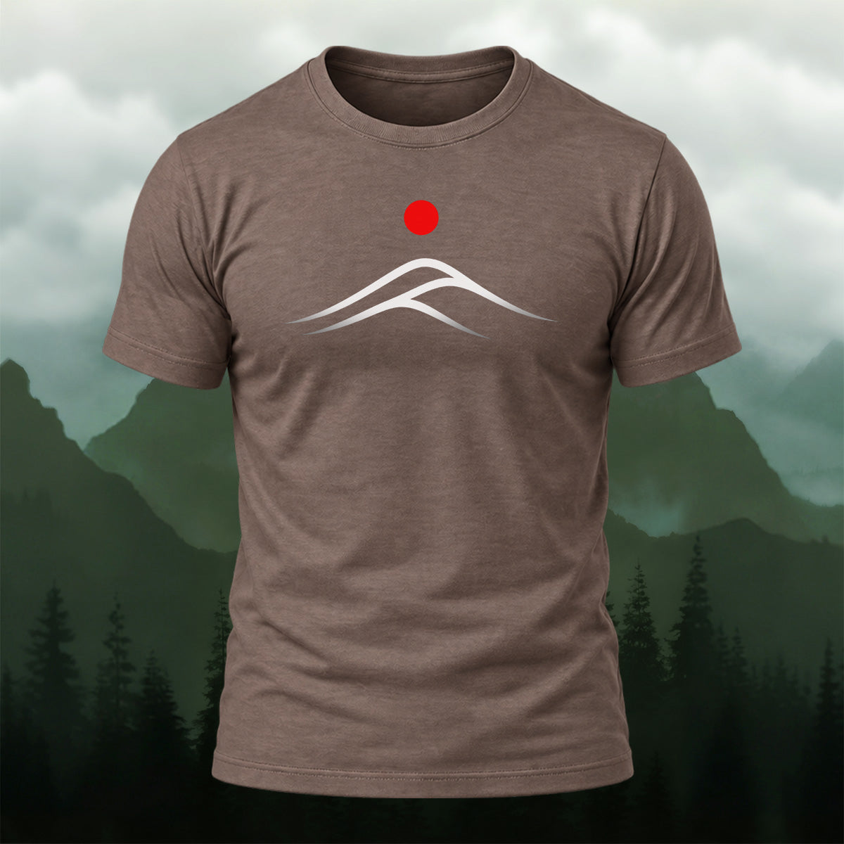 Minimal Mountain Sunrise Soft Cotton T-Shirt