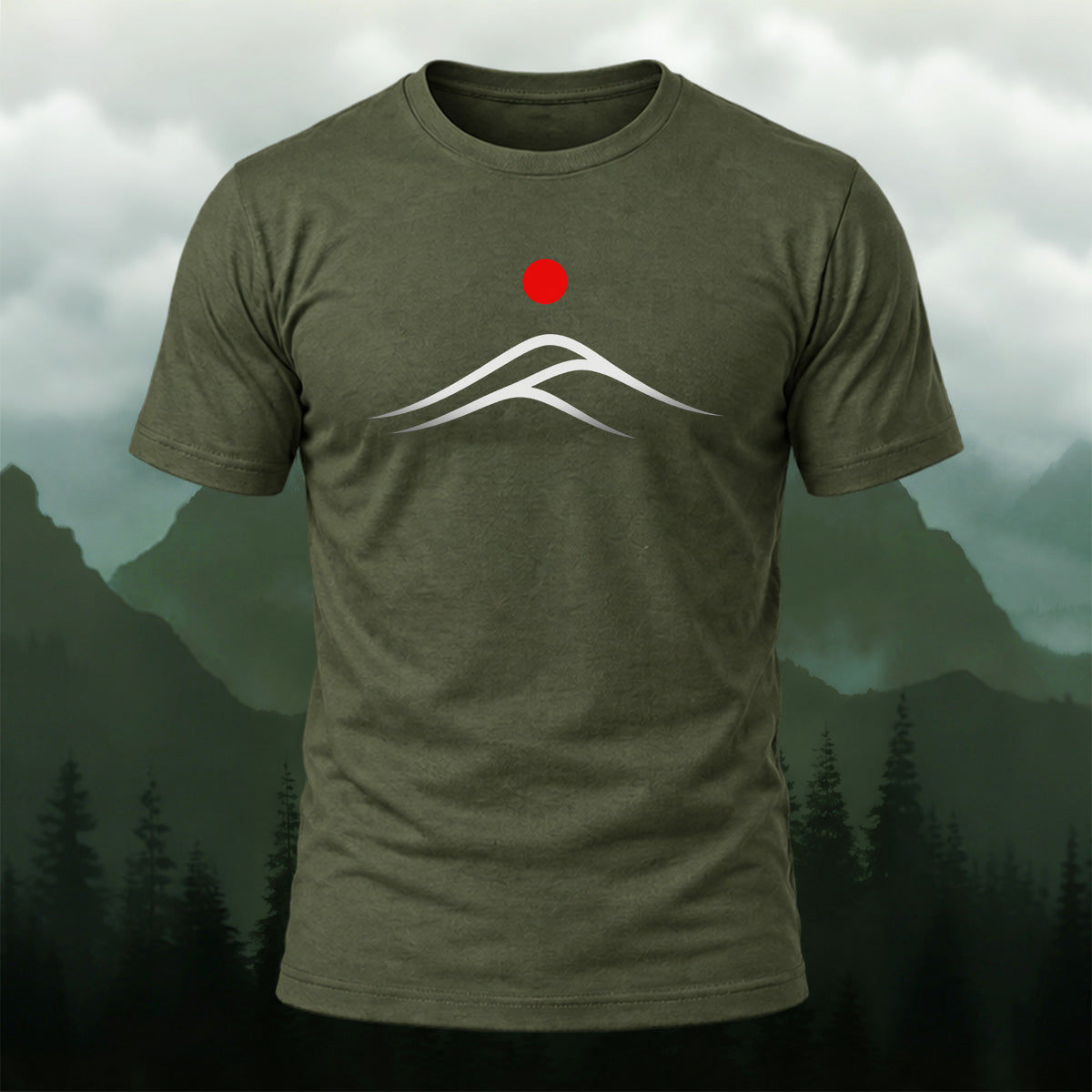 Minimal Mountain Sunrise Soft Cotton T-Shirt