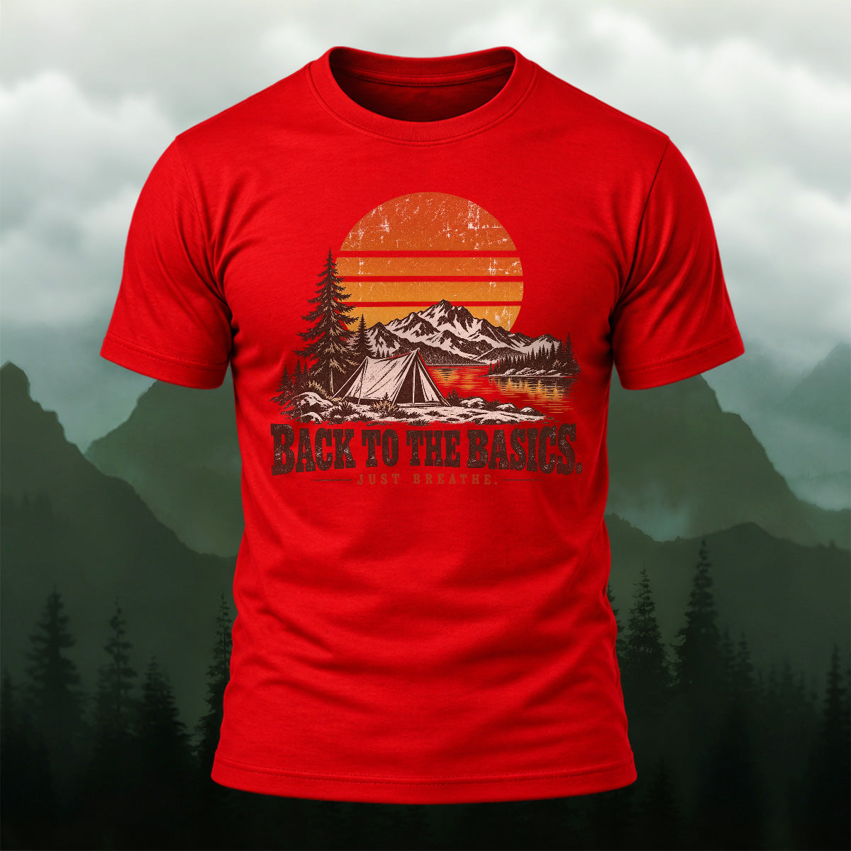 Vintage Camping Mountain Premium Cotton T-Shirt