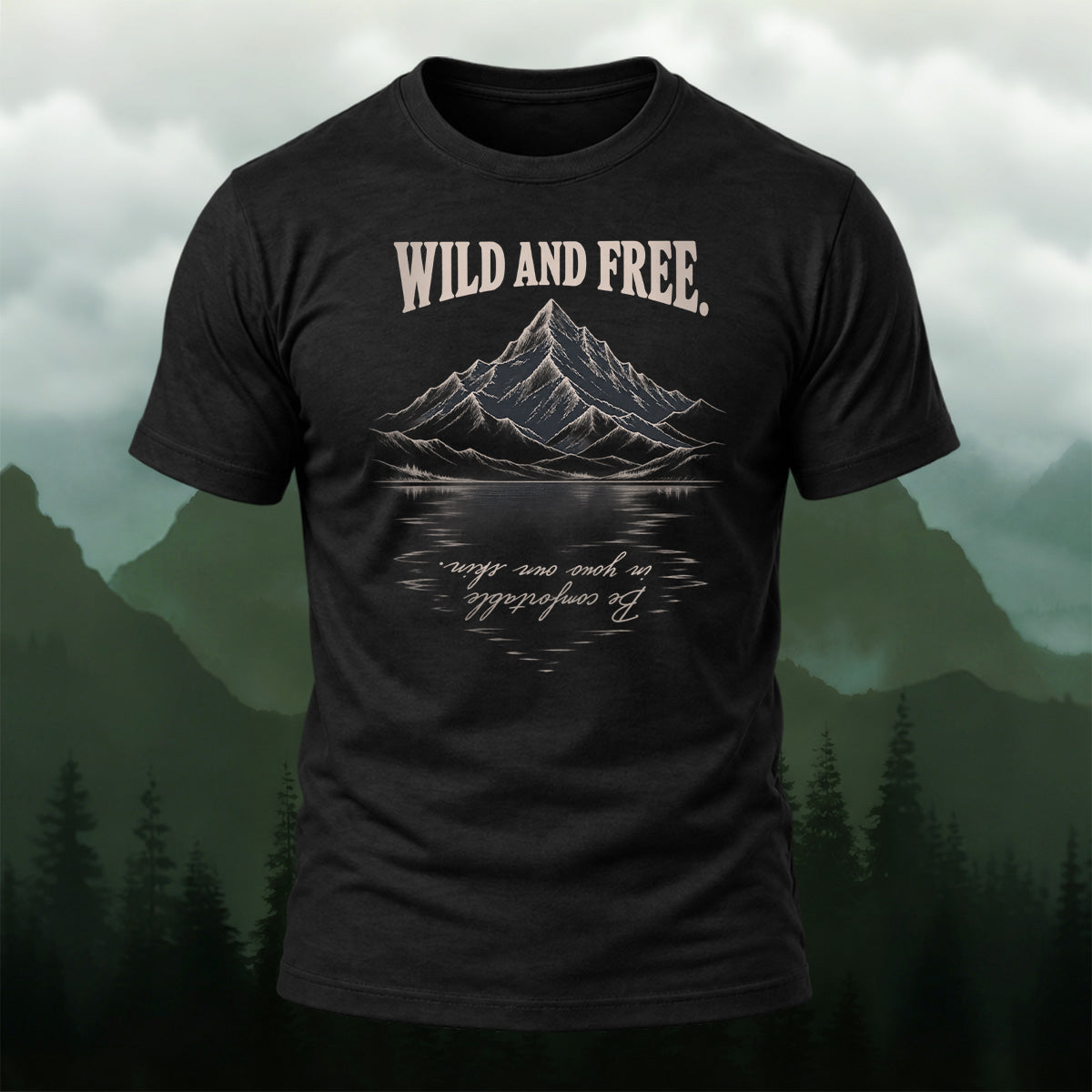 Rustic Wilderness Landscape Cotton T-Shirt