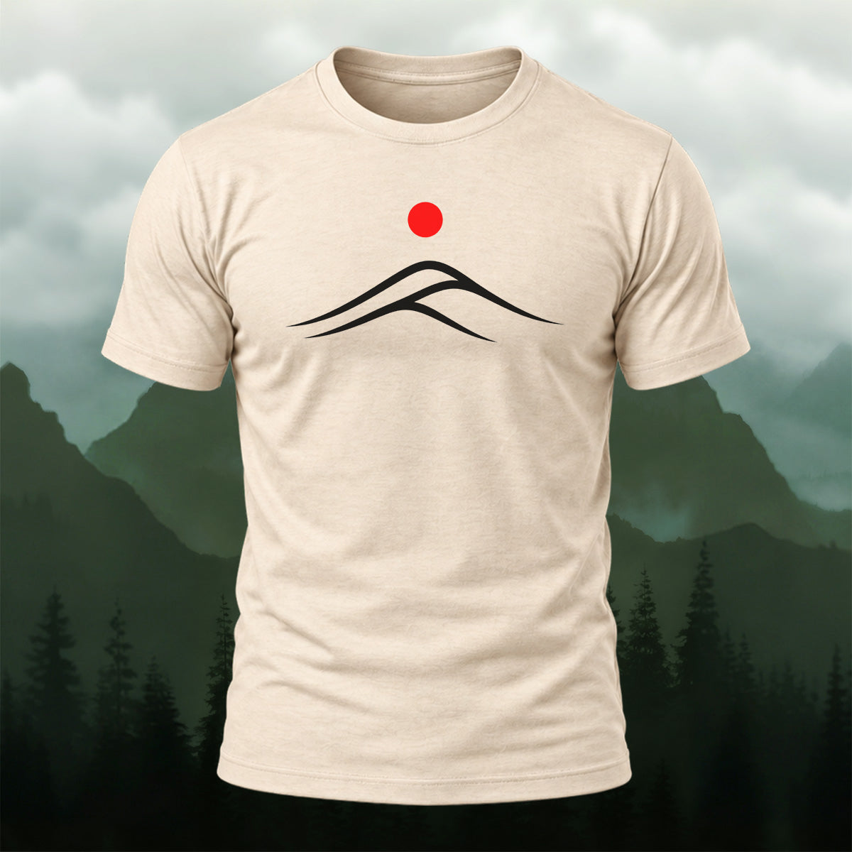 Minimal Mountain Sunrise Soft Cotton T-Shirt